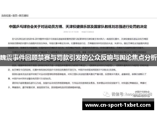 魏震事件回顾禁赛与罚款引发的公众反响与舆论焦点分析